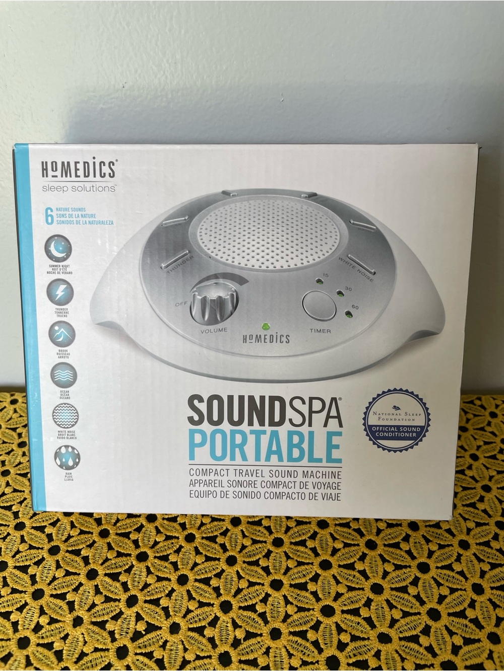 NWOT Homedics SoundSpa Portable Sound Machine - Silver